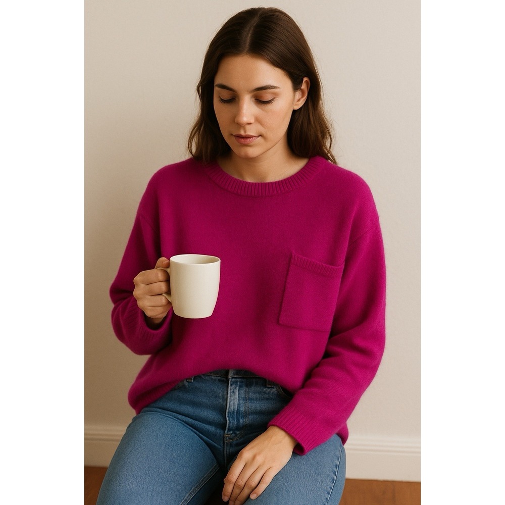 Vtg Forenza Sweater Womens L Magenta Lambswool Blend Barbiecore‎ 90s Y2K Cozy